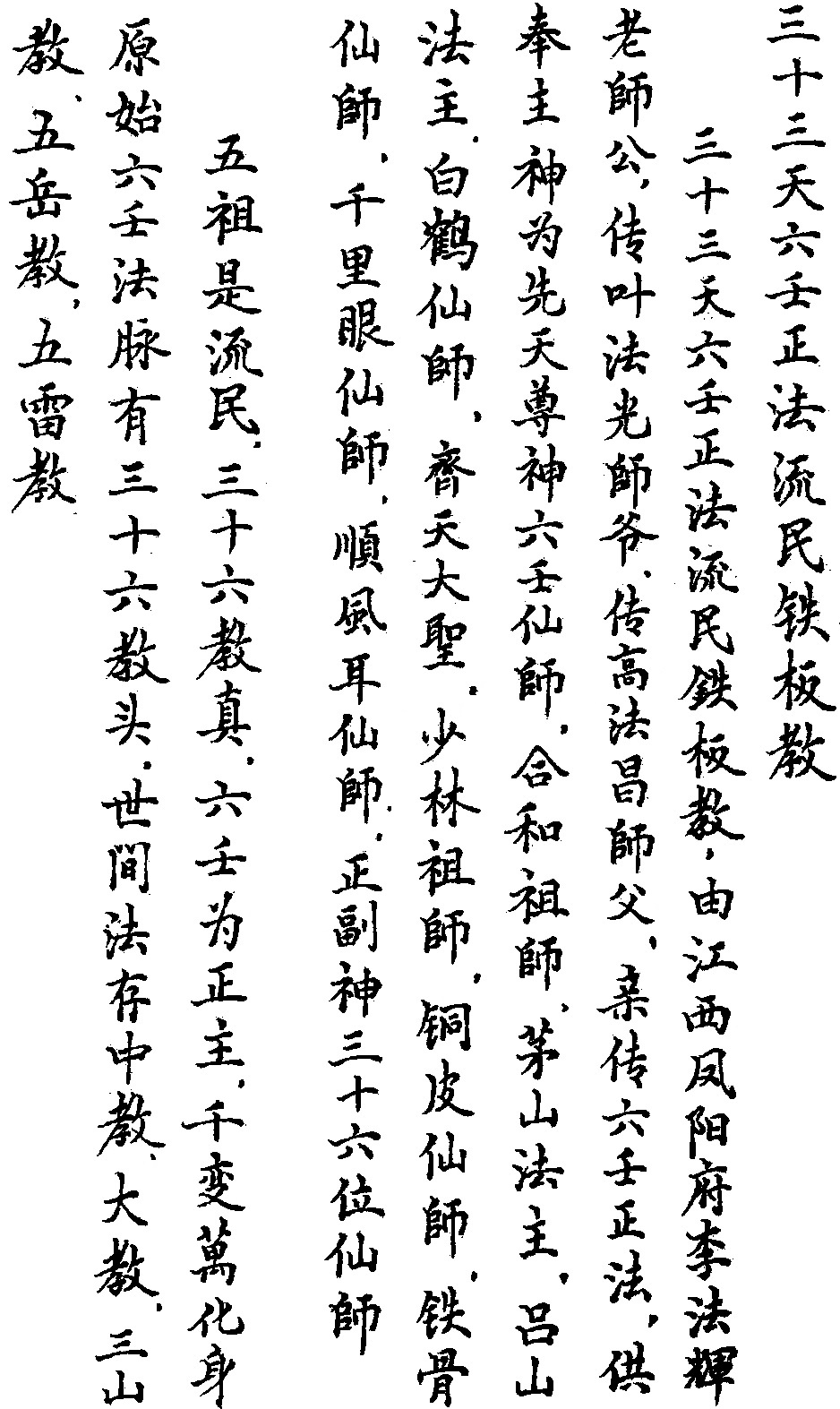 Liuren Fa Jiao Lineage and Transmission Chart
